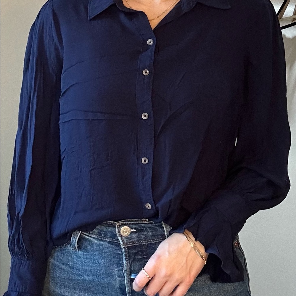 Maeve Midnight Blue Button-Down Shirt